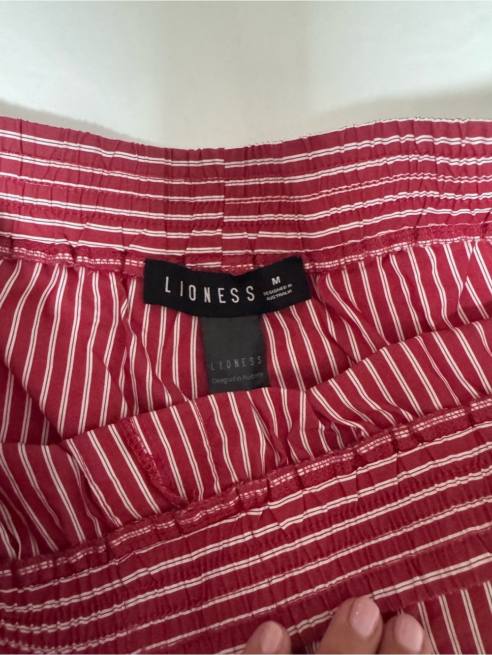 Lioness Red and White Striped Athletic Shorts - Picture 2 of 3